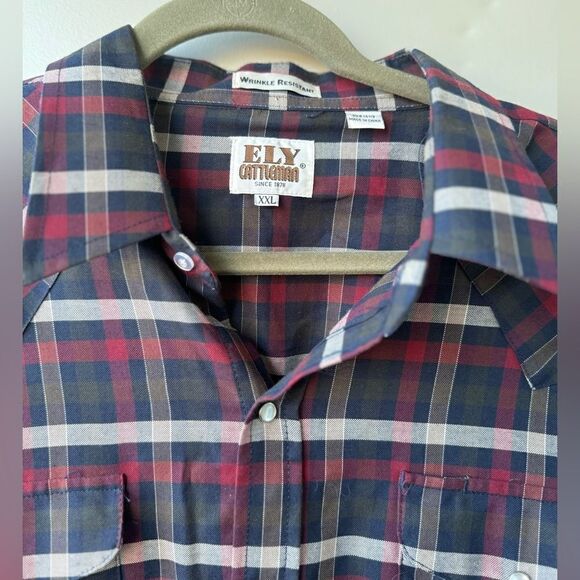 Ely Cattleman Men’s XXL Plaid Pearl Snap Shirt Western Long Sleeve Cowboy - Picture 3 of 6